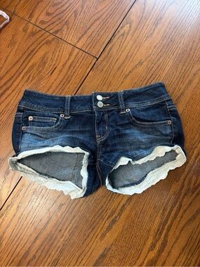 VTG Y2K American Eagle Micro mini low rise denim jean shorts stretch size 4